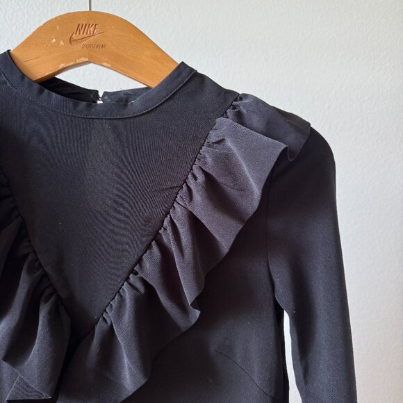 H&M Black Tuxedo Ruffle Blouse | Feminine Statement Top | Size 4 - Picture 7 of 15